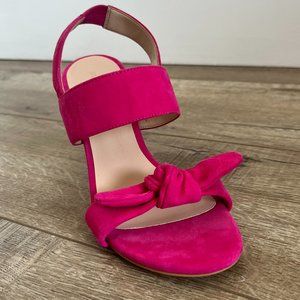 Stuart Weitzman Bandeau Block 80 Suede Sandal, Pink (size 7)